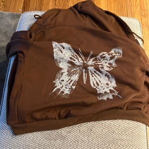Y2K brown zip up hoodie
